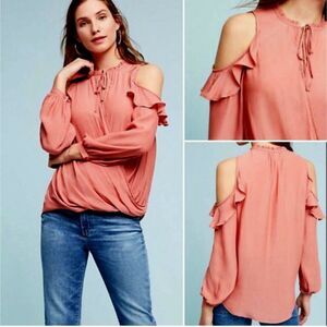 Maeve Liesel Ruffle Cold Shoulder Blouse Women's Small Anthropologie